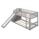 Twin Over Twin Bunk Stairway Bed With 2 Drawers And Slide - Gray by HouseOfZazla