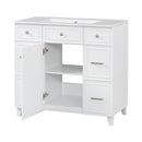 Bathroom Vanity With Ceramic Sink, Soft Close Doors, Adjustable Shelves by HouseOfZazla