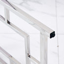 3 Pieces Silver Square Nesting Glass End Tables- Small Coffee Table Set- Stainless Steel End Tables with Dark Gray Tempered Glass- 18" Modern Minimalist Small Coffee Tables for Living Room