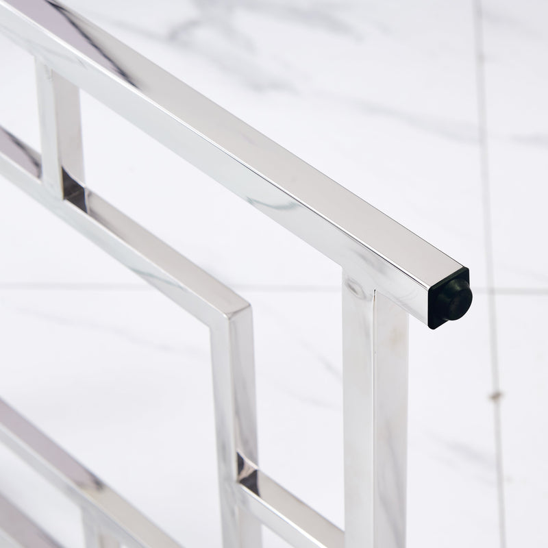 3 Pieces Silver Square Nesting Glass End Tables- Small Coffee Table Set- Stainless Steel End Tables with Dark Gray Tempered Glass- 18" Modern Minimalist Small Coffee Tables for Living Room