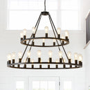 52 Inch Black Wagon Wheel Chandelier, 36-Lights