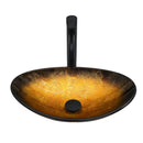 Veined Vessel Sink With Pop Up Drain, Boat Shape Bathroom Sink Above Counter - Gold by HouseOfZazla