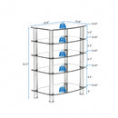 5-Tier Tempered Glass Side Table Stainless Steel Frame End Table for Living Room, Bedroom, Black