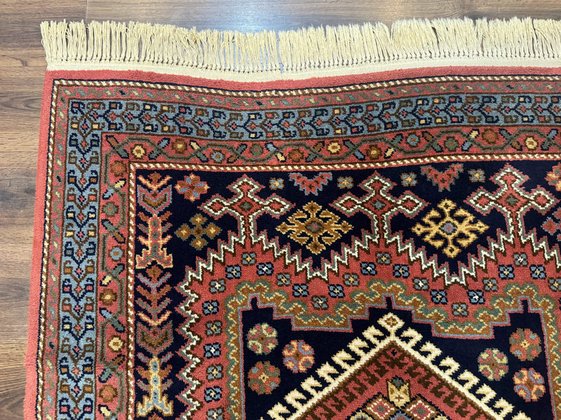 5x7 Persian Tribal Design Rug, Wool, Geometric Medallions, Vintage, Power Loomed