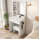 Vanity Table With Mirror, Adjustable LED Lights, Power Outlet, Hairdryer Holder & Stool by Unique Piece Furniture