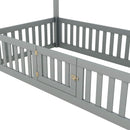 Wood House Bed With Fence And Door by HouseOfZazla