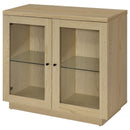 Tilbury 2-door Glass Front Accent Display Cabinet Light Oak