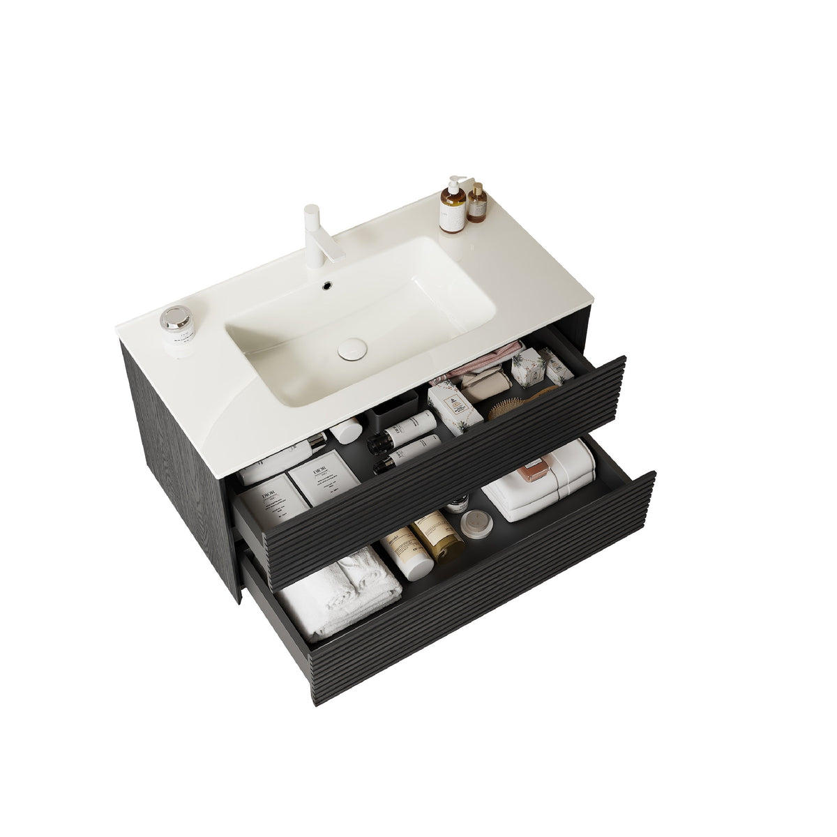 BRON 36" Bathroom Vanity with Sink, Modern Wall-Mounted Floating Cabinet, photo 3 of 5