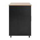 Mobile Kitchen Cart With Storage With 2 Doors, 3 Drawers & Adjustable Shelf - Black / Natural by HouseOfZazla