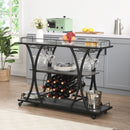 Industrial Bar Cart Kitchen Bar & Serving Cart For Home With Wheels 3 Tier Storage Shelves - Black / Gray by HouseOfZazla