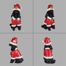 Festive Black Poodle Christmas Statue