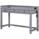 TREXM 4-Piece Dining Table Set for 3, Retro Kitchen Table and Chairs Set with 3 Storage Drawers, Ideal for Small Spaces (Gray)