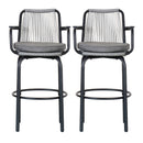 Outdoor Patio Bar Stools 29"H Set of 2, Modern Woven Rattan Rope Bar Height Chair by HouseOfZazla
