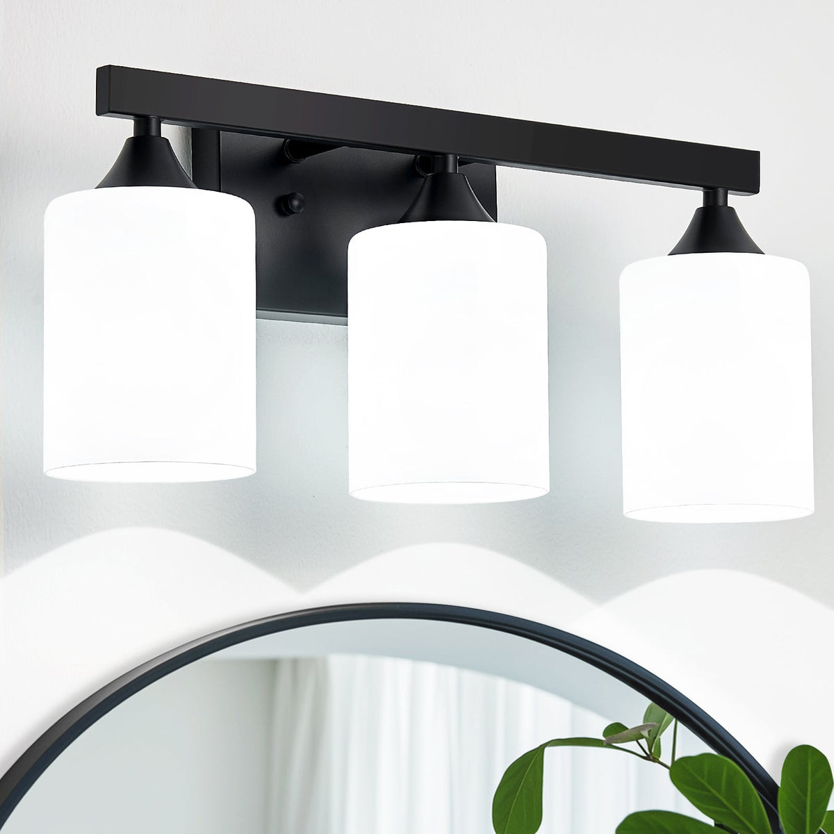 3-Light Matte Black Bathroom Vanity Light, photo 4 of 10