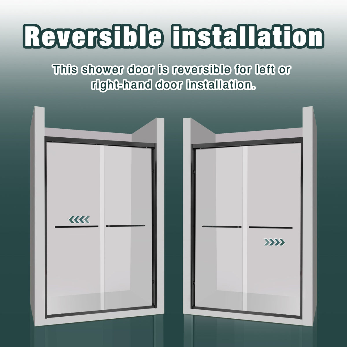 56-60"x74" Aluminum Frame Double Sliding Shower Door, photo 9 of 10