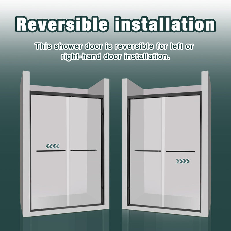 56-60"x74" Aluminum Frame Double Sliding Shower Door, photo 9 of 10
