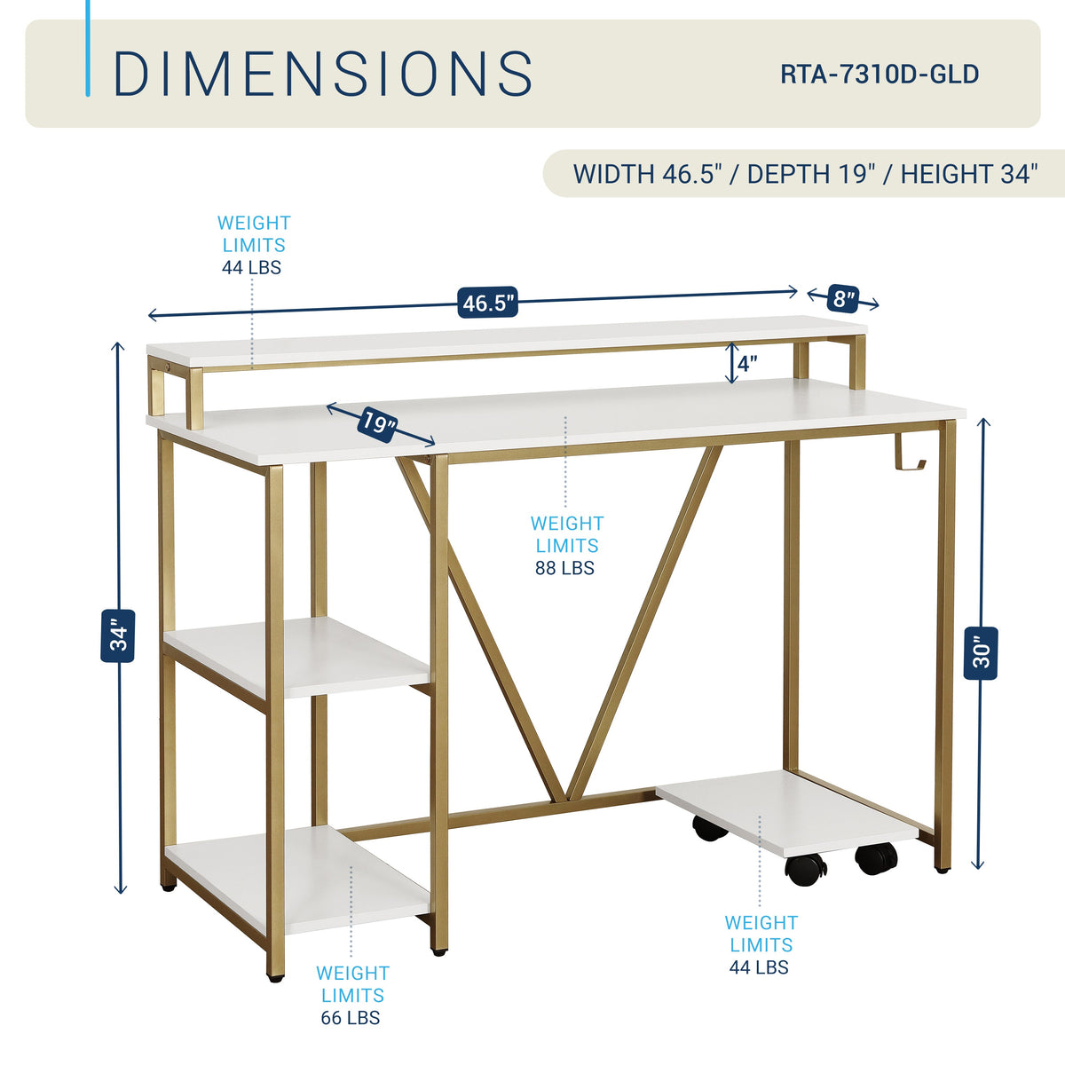 Techni Mobili Industrial Writing Desk, photo 8 of 10