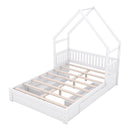 House Style Platform Bed With Guardrail And 2 Drawers