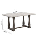 60 inch Dining Table, Classic Farmhouse Rectangle Kitchen Table Ideal for Home, Kitchen, Grey Tabletop.