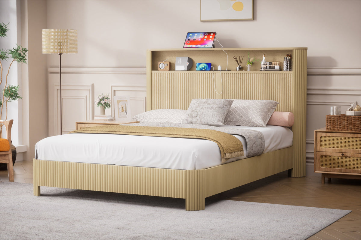 Queen Size Bed Frame With Storage Headboard, photo 5 of 10