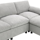 Modular Sectional With Storage Pockets, 5 Seat U Shaped Couch Set With Pillows, Free Combination Modern Cloud Sofa With 2 Movable Ottoman