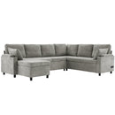 U-Shaped Sectional Sleeper Sofa With Ample Storage Space, 2 Cup Holders And Charging Ports For Living Room by HouseOfZazla