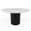 Jaramillo - Round Dining Table With Engineered Marble Top - Engineered Marble Top & Black
