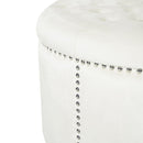 Elegant Round Ottoman Footstool With Studded Rim by HouseOfZazla
