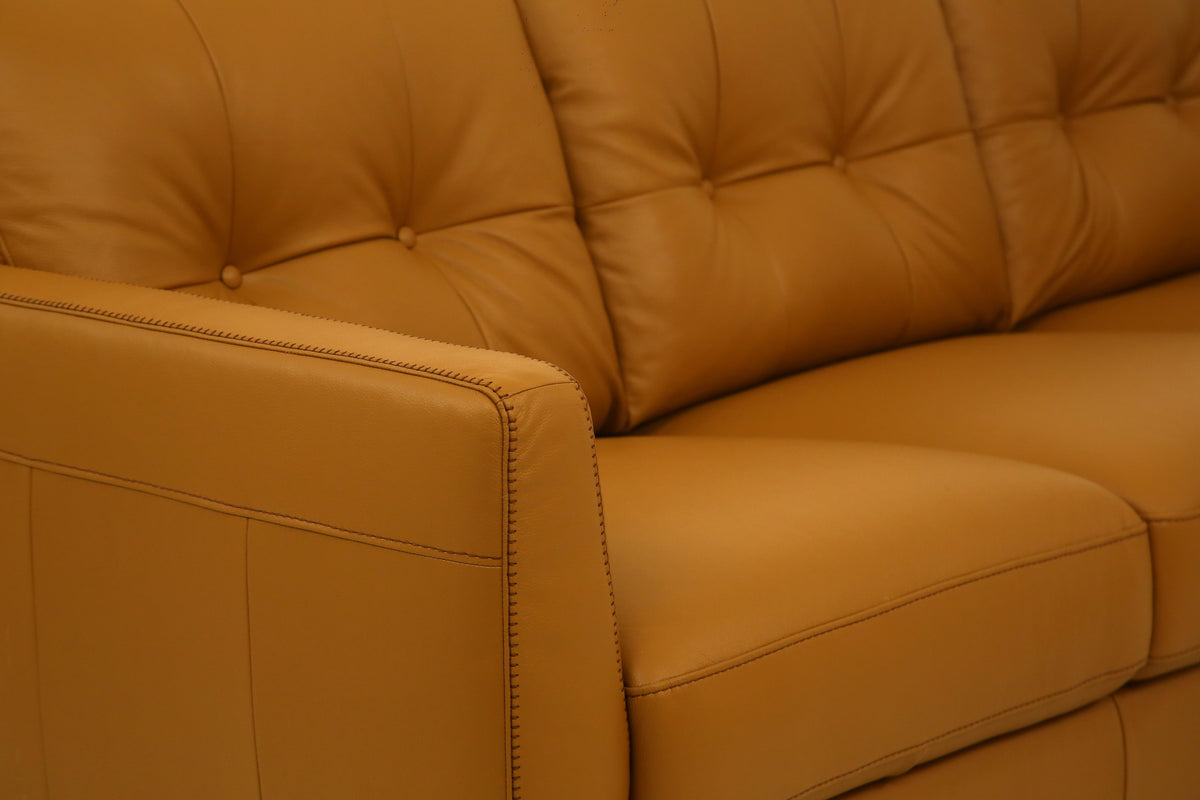Radwan Camel Leather Sofa (Assembled), photo 3 of 5