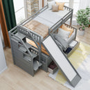 Bunk Bed With Storage Staircase, Slide, Desk, Drawers, And Shelves by HouseOfZazla