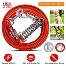 29.5FT Dog Tie Out Cable Long Dog Leash Chew Proof Lead Dog Chain with Durable Spring 360¡ Rotatable Clips PVC Case for Outside Yard Caming