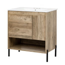 Bathroom Vanity Cabinet With Sink, Sliding Drawer, Soft Closing Door, Open Shelf - Natural Wood by HouseOfZazla