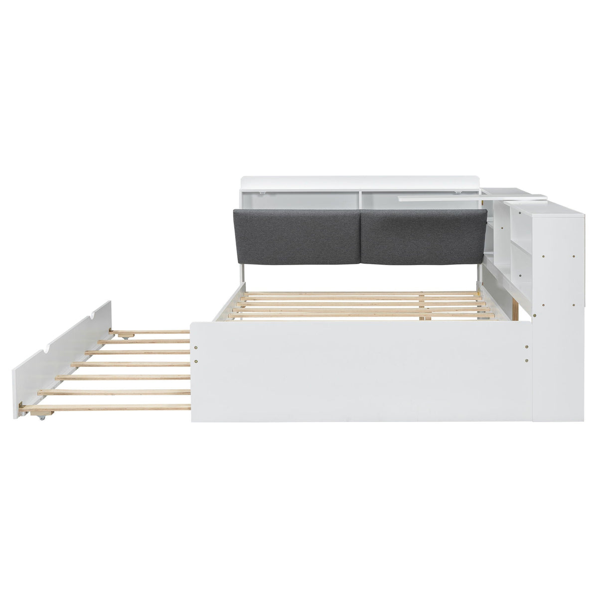 Platform Bed With Trundle, Shelves, And Storage Headboard, photo 21 of 29