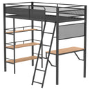 Campus 3-shelf Metal Twin Workstation Loft Bed Matte Black
