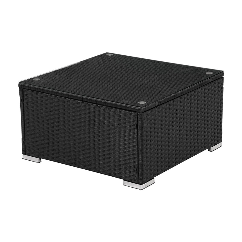 7 Piece Outdoor PE Wicker Furniture Set, Patio Black Rattan Sectional Sofa Couch with Washable Cushions