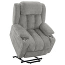 Beca - Upholstered Power Lift Recliner With Cupholders And USB Charging by HouseOfZazla