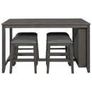 5 Pieces Counter Height Rustic Farmhouse Dining Room Wooden Bar Table Set with 4 stools, Gray