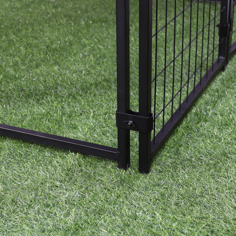 5' x 5' x 5' Dog Kennel Outdoor, Walk-in Pet Playpen, Welded Wire Steel Dog Fence with Water-and UV-Resistant Canopy, Jet Black