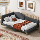 Upholstered Daybed With Headboard And Armrest, Support Legs by HouseOfZazla