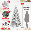 8FT Flocked Christmas Tree with 1445 Tips – Snowy PVC & Hard Needle Branches