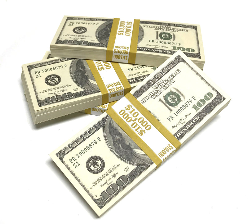 Money Prop - Series 2000 $100's Crisp New $10,000 Full Print Stack