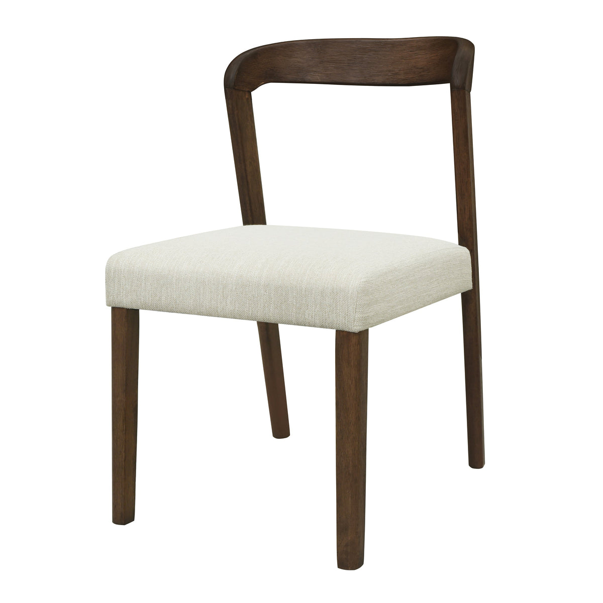 Solid Rubber Wood Dining Chairs (Walnut + Beige) Set of 2, photo 5 of 10
