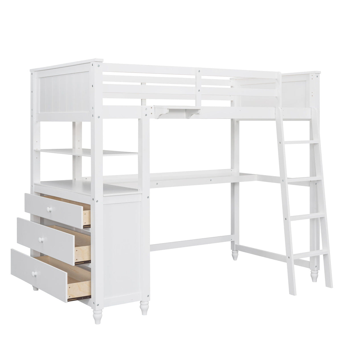 Loft Bed With Drawers With Desk And Shelves, photo 7 of 17