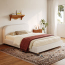 Queen Size Upholstered Bed With Boucle Fabric