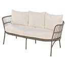 4-Piece Rattan Outdoor Patio Conversation Set with Seating Set for 5 and Coffee Table for Porch, Backyard and Garden (Brown Grey)