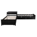 L Shaped Platform Bed With Trundle And Drawers Linked With Built In Desk by HouseOfZazla
