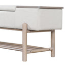 TREXM Farmhouse Upholstered Storage Bench with Hidden Compartment