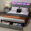 Bed Frame With Storage Headboard, RGB LED Light & USB Charging Station by HouseOfZazla