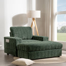 Oversized Chaise Lounge Indoor Rabbit Fur Sofa Bed With Storage Ottoman And Armrests Cup Holders With Deep Seat by HouseOfZazla