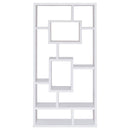 Geometric 10 Shelf Open Back Bookcase With Interlocking Shelves - White